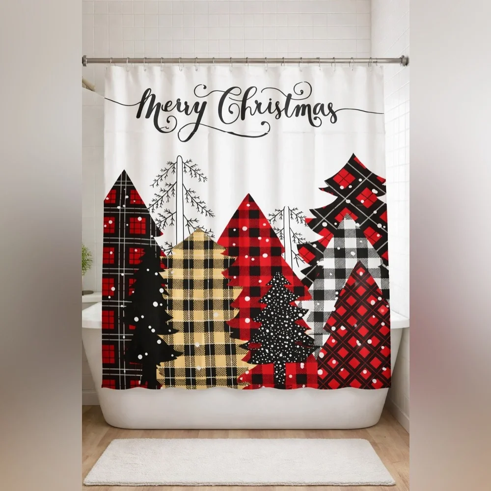 NEW ‘Merry Christmas’ Festive Holiday Shower Curtain